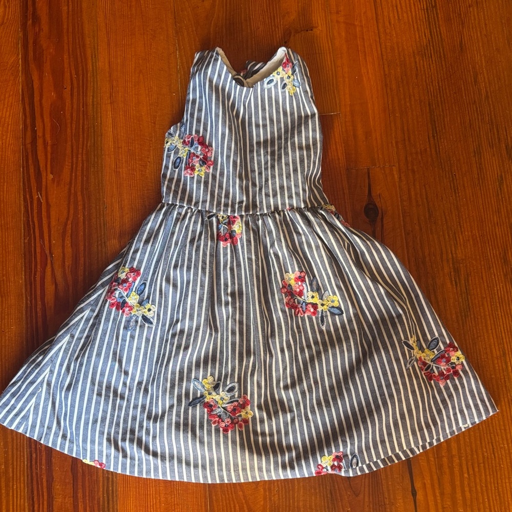 Striped Floral Kids Dress